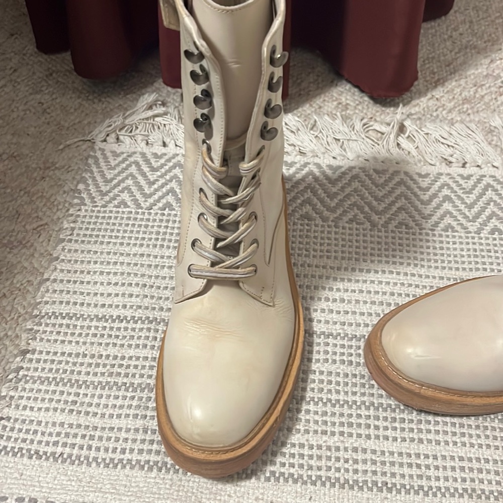 Brand new - size 9 - tie up ankle length boots with zipper sides